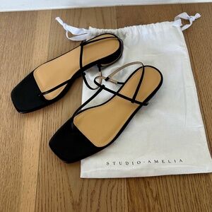 Studio Amelia BlackT-Strap Sandals  -- BRAND NEW ** Style not available online